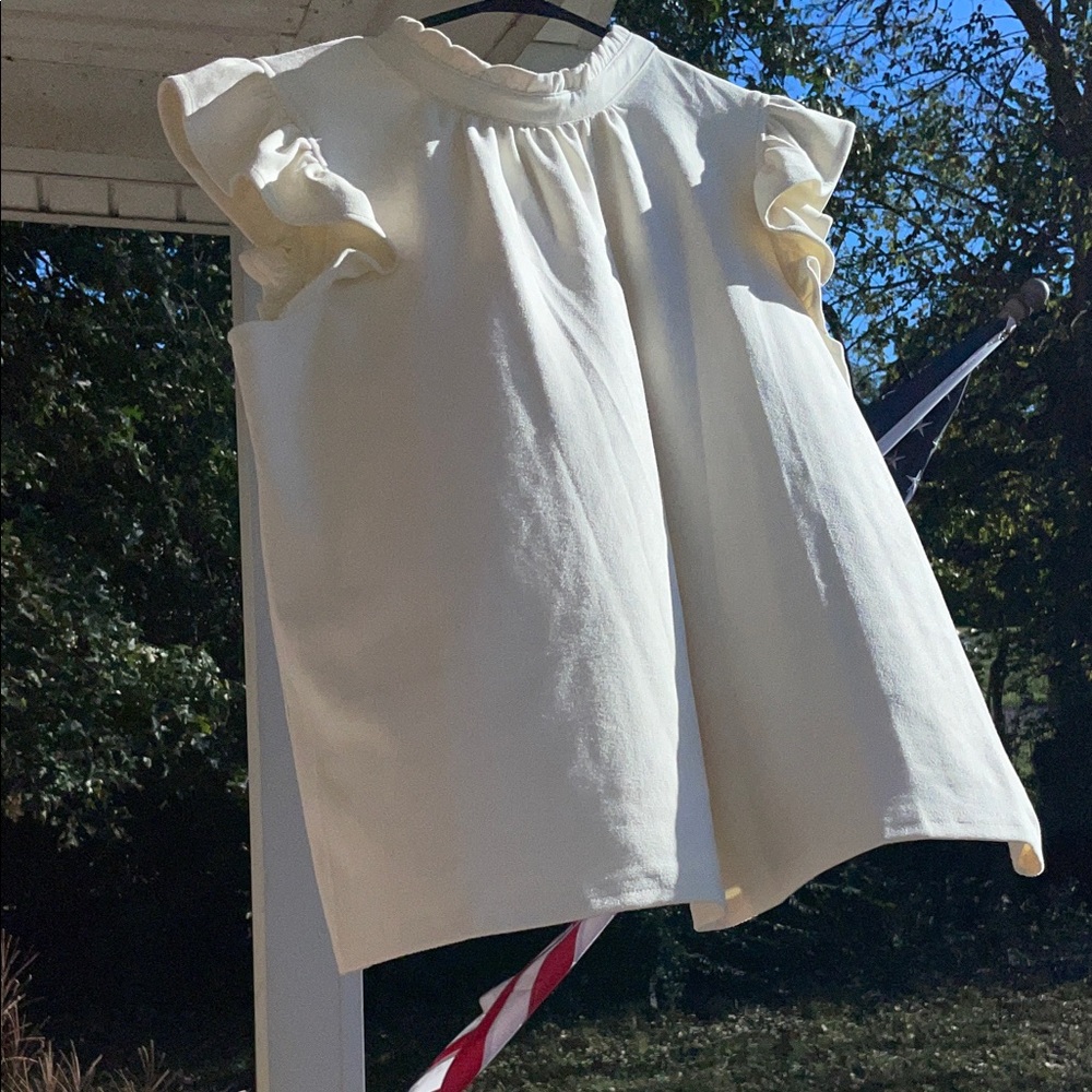 Elegant Cream Ruffle Sleeve Blouse